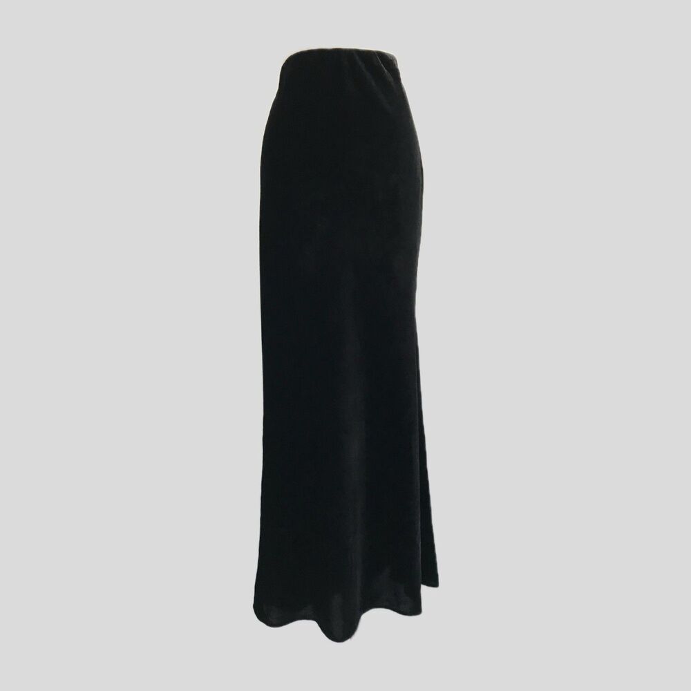 Anthropologie Black Velvet Grunge Minimalist 90s Long Maxi Skirt Womens M